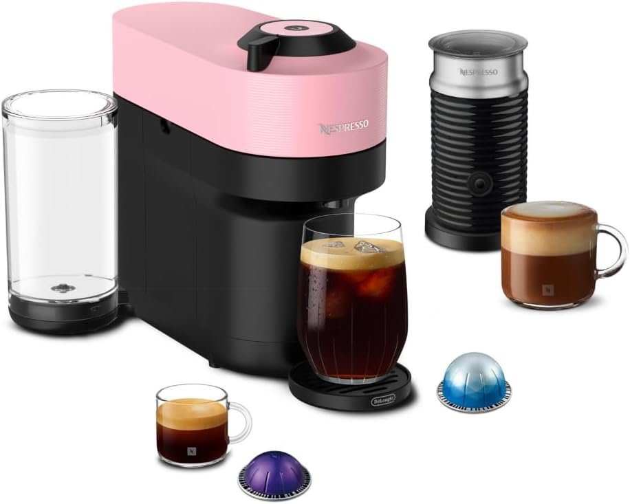 Nespresso Vertuo Pop+ Coffee and Espresso Maker by De’Longhi with Milk Frother, Candy Pink